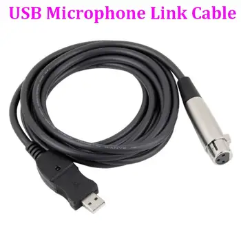 

50pcs/lot * Professional 3M USB Male to XLR Female Microphone Cable Cord Adapter Microphone Link Mic Audio Extension Cable Black
