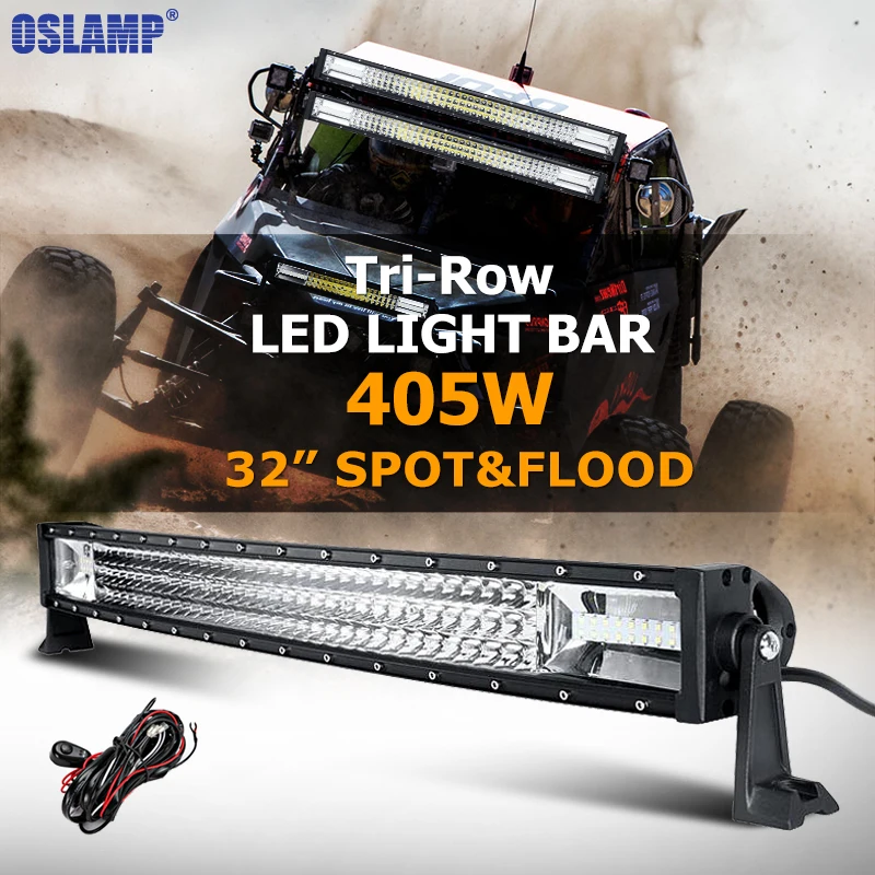 42INCH 540W CURVED TRI-ROW LED LIGHT BAR COMBO OFFROAD 4WD TRUCK ATV PK 240W 7D