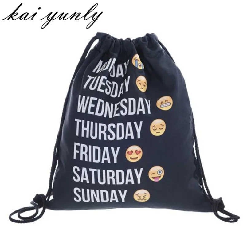 

1PC Hight Quality Hot Fashion New Polyester Unisex Emoji Pattern Backpacks 3D Printing Bags Drawstring Backpack Nov 23