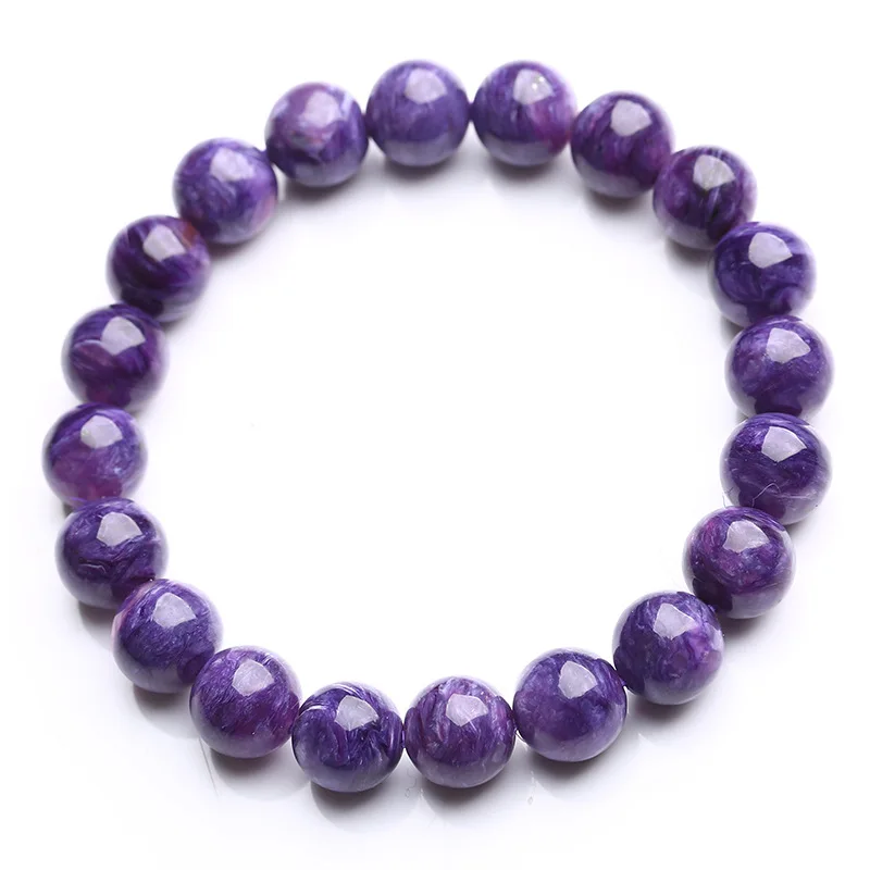 

Genuine Natural Charoite Crystal Round Big Beads Women Man Fashion Bracelet 8mm-12mm AAAAAA