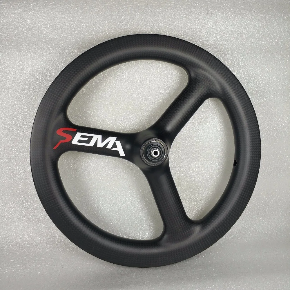 Карбоновые колеса SEMA T700 14 дюймов trispoke лучший Карбон клинчерное колесо обод для маленького велосипеда 3 K/UD/12 k Многоцелевой супер светильник вес