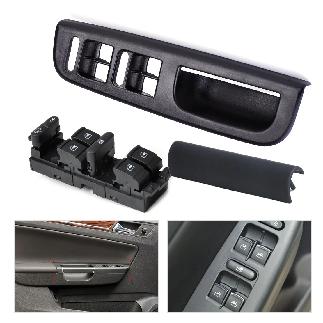 

DWCX New Car Master Window Switch+Panel Bezel+Interior Handle Trim Cover Set for VW Passat Jetta Golf 1J4 959 857 3B0867175