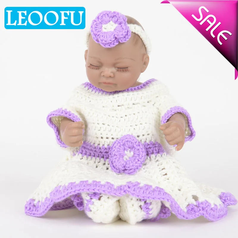 

LEOOFU 28cm 11inch toy doll realistic full silicone lifelike body baby dolls with closed eyes kids sleeping toy reborn baby