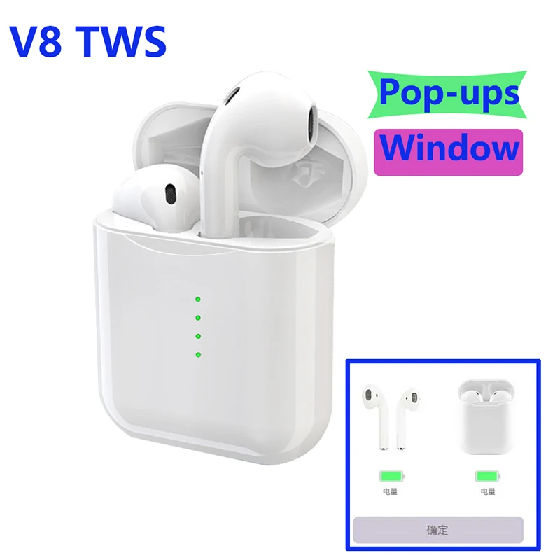 

Newest V8 TWS Bluetooth Headset With Pop-ups Window Wireless Bluetooth 5.0 Touch Earphones PK i10 i12 i7s Earphones For iPhone