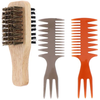 

Double Sided Boar Club Brush, Soft but Firm Bristles & 2Pcs Multiple Use Afro Pick Combs Hair Lift Comb Set