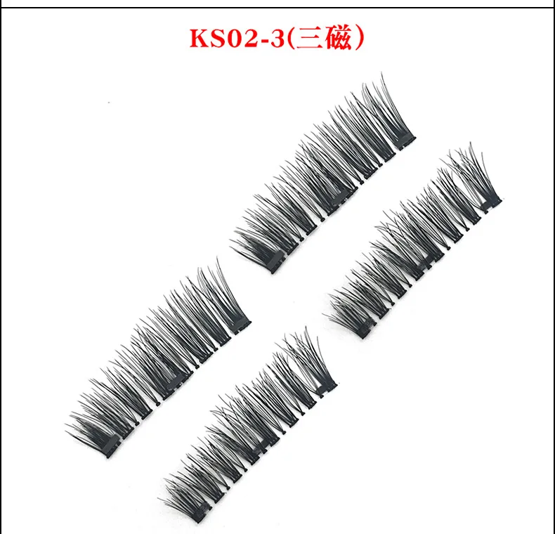 3 магнитных наращивания ресниц 3D ресницы на магните Накладные ресницы ручной работы Поддельные ресницы толще крест многоразовые 24p-3 - Длина: KS02-3