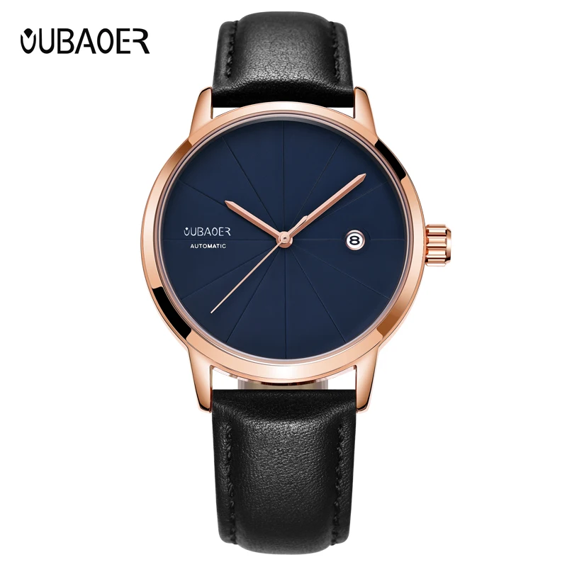 

Relojes Men Waterproof Automatic Mechanical Watch Wristwatch Leather Strap Men's Calendar Simple Watches Masculino Montre Homme