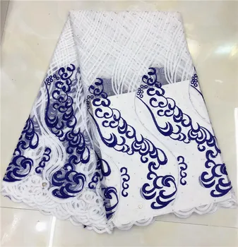 

High Quality Nigerian Wedding Lace Fabric Royal blue Latest African Laces 2019 French Net Lace Fabric With Stone for Dress(JY-4