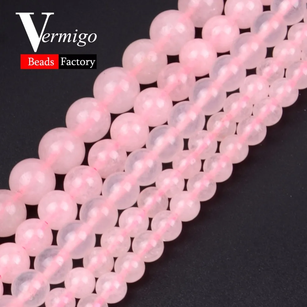 

Natural Rose Pink Quartz Crystals Round Beads Diy Jewelry 4 6 8 10 12mm Gem Stone Beads For Jewelry Making Bracelet Accessories