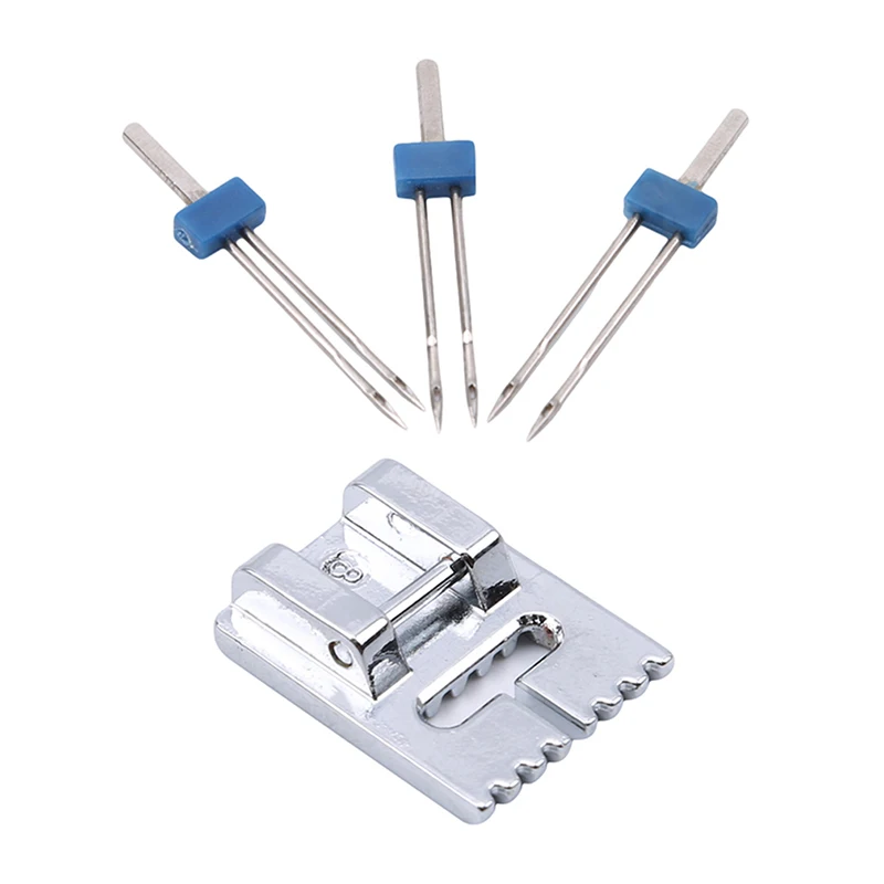 

3pcs/set Sewing Tools Double Twin Needles Wrinkled Sewing Presser Foot For Sewing Machine Size 2/90 3/90 4/90 sewing accessories