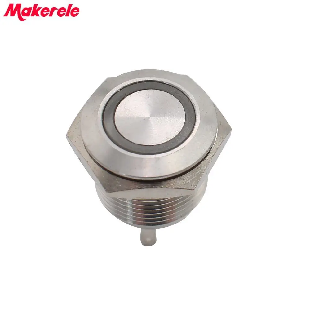 

16mm Thread 3V yellow LED Stainless Steel Momentary Push Button Switch 1NO 4Pin Makerele