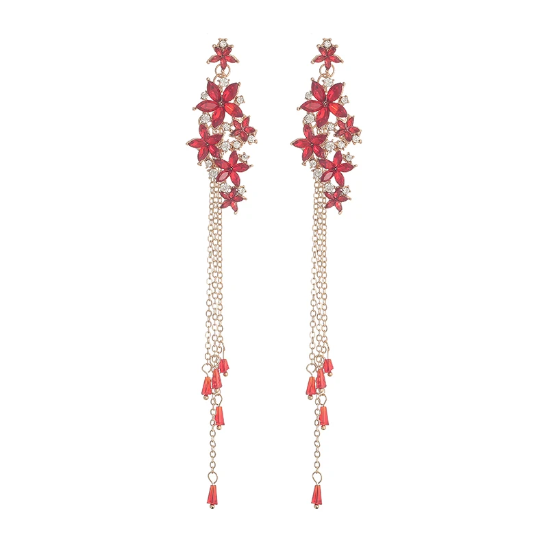 

Fashion Drop Earrings Punk Alloy Exaggerated Flower Crystal Tassel Earring Frosted Spiral Drop Earrings for Women Accessories