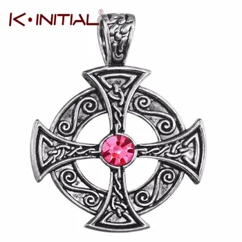 Kinitial 5pcs Antique Silver Solar Cross Knot Religious Christian Irish Druid Charm Pendant For Women Necklace Pendants Jewelry
