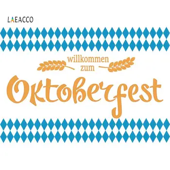 

Laeacco Oktoberfest Backgrounds Welcome to Party Wheat Pattern Poster Decor Photography Backdrops Photocall Photo Studio
