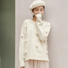 Abrigo de otoño para mujer, suéteres de invierno 2020, harajuku estilo coreano, moda, personalidad, vintage, dulce Bola de Pelo, suéter de punto para mujer