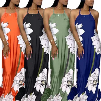 

Strapless Floral Digital Print Women Maxi Long Dresses Women Backless Dresses
