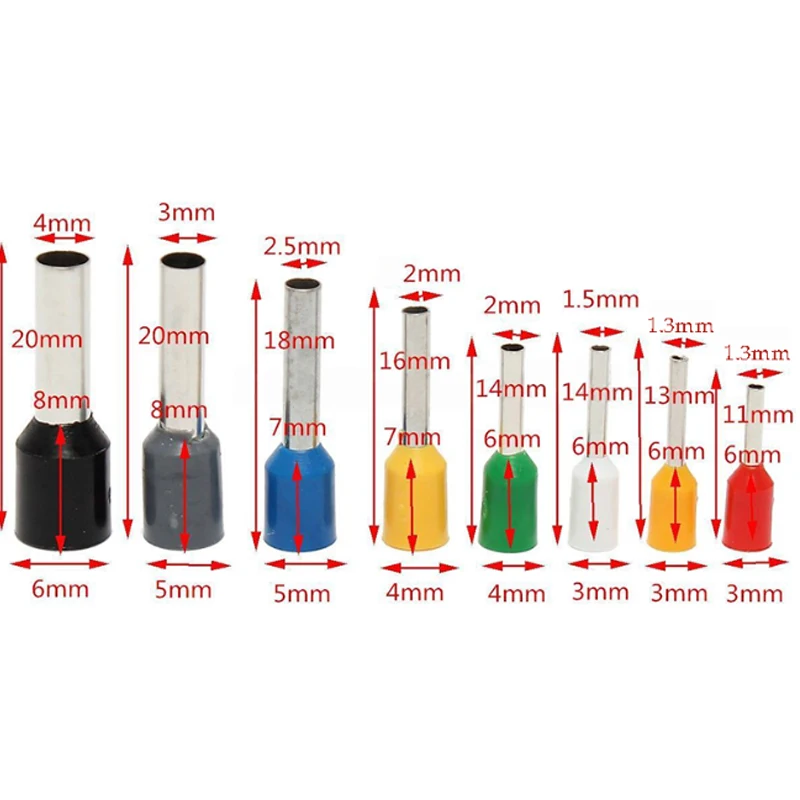 400 шт. 8 Размер 8 цветной провод медный обжимной разъем Изолированный Шнур концевой набор клемм набор клеммных разъемов