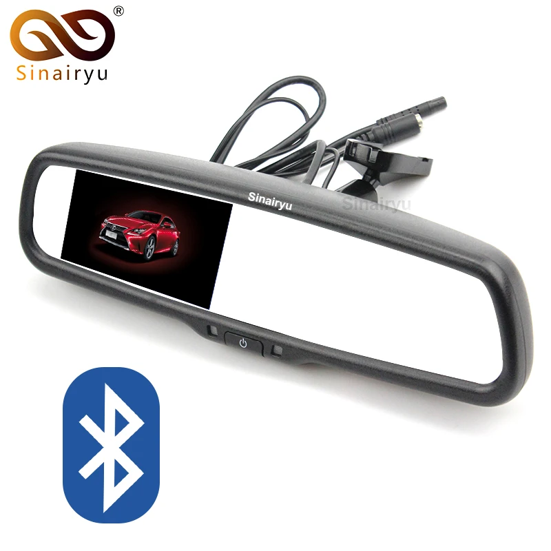 

Sinairyu Wholesale 10pcs Special Bracket 4.3 Inch Car Bluetooth Mirror Monitor With 2 Video input Hands-Free Speakerphone