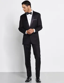 

2020 Latest Coat Pant Designs Black Man Tuxedos Two Buttons Three Pockets Two Pieces Mens Formal Wear(Jacket+Pants)