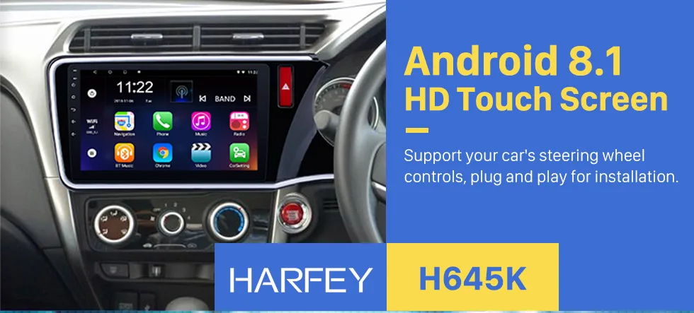 Perfect Harfey 10.1" Android 6.0/8.1 Car Radio For HONDA CITY RHD 2014 2015 2016 2017 2Din Multimedia Player GPS Head Unit 3G Wifi 0
