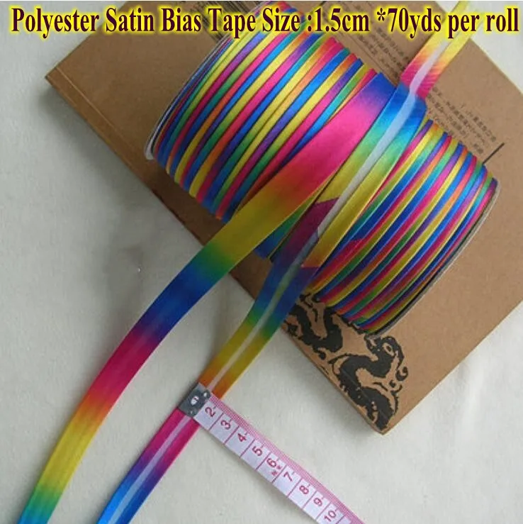 

Free shipping-Polyester Satin Bias Tape colorful Satin Bias binding multi-color size 15mm 72yds DIY handmade fold tape sewing