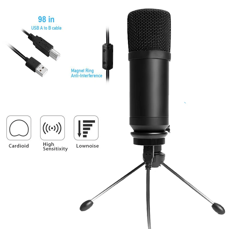 

BM700 USB Microphone 192KHZ/24BIT Professional Podcast Condenser Microphone for PC Karaoke Youtube Studio Recording Mikrofo