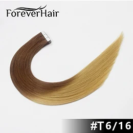 T6/16 FOREVER HAIR, 2,0 г/шт., 16 дюймов, 18 дюймов, 20 дюймов, натуральные человеческие волосы для наращивания, пепельный блонд, Европейская кожа, уток, волосы remy для наращивания, 40 г/ПАК - Цвет: T6/16