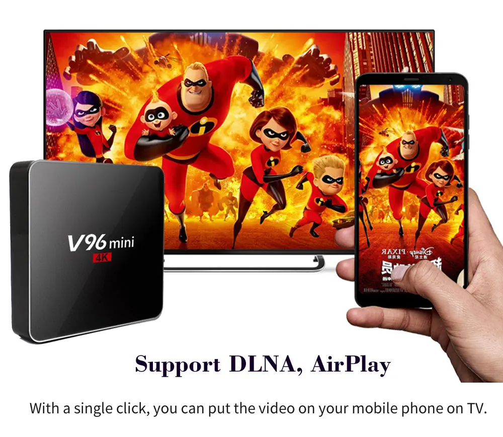 TV Box HD 4K H.265 Android 7,1 Allwinner H3 4 ядра компьютерной приставки к телевизору 2+ 16 Гб поддерживает YouTube Netflix WI-FI 1,5 ГГц приставка h96