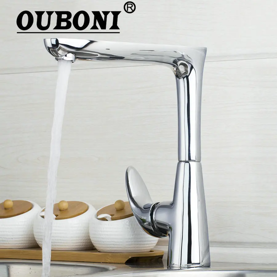 

OUBONI NEW Kitchen Basin Mixer Tap Swivel 360 Chrome Bathroom Faucet Single Handle Water Tap Vessel Tap Mixer Faucet Torneira