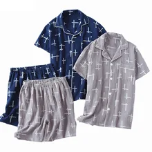 Простой стильный пижамный комплект для мужчин, Весенняя тонкая хлопковая футболка с короткими рукавами+ шорты, комплект из 2 предметов, повседневная весенняя одежда, комфортная Пижама