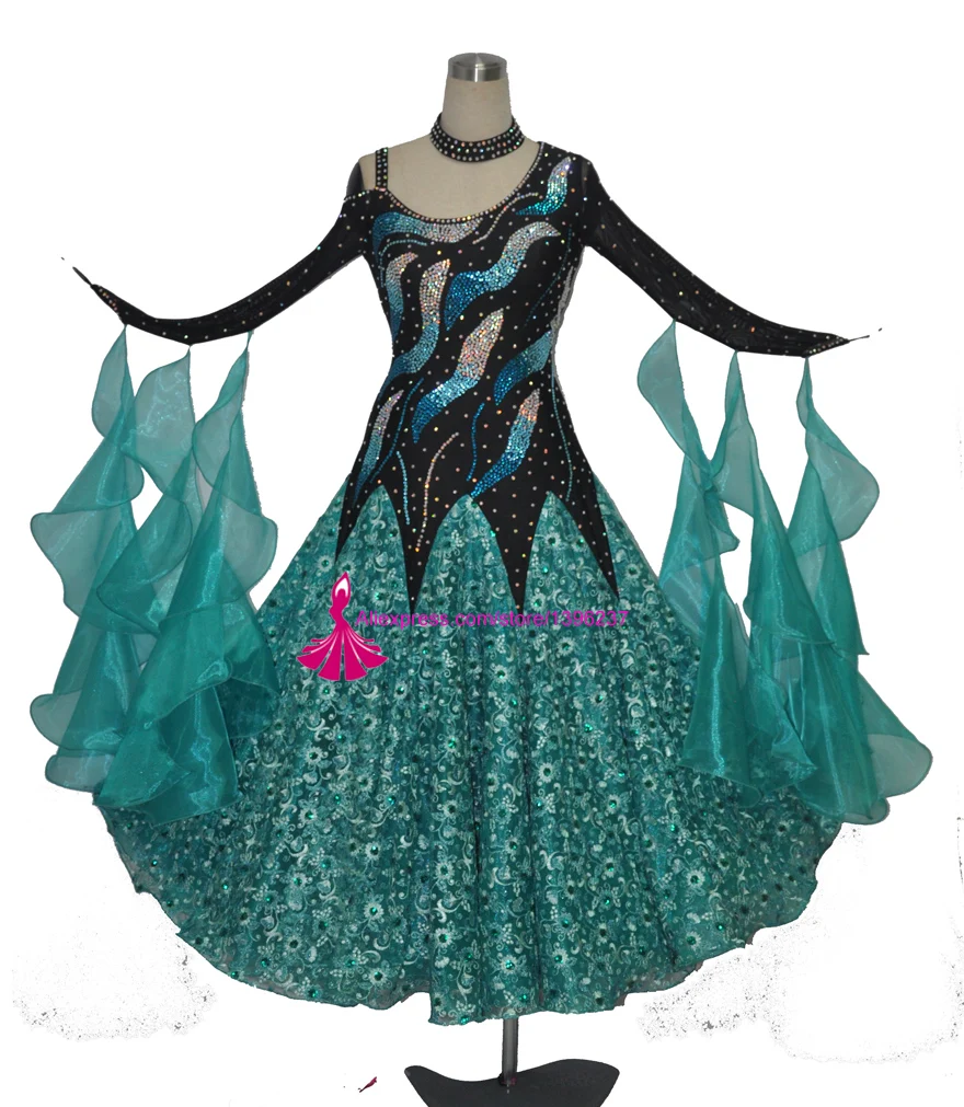 

Lady's Ballroom Performance Costume 2017 New Flamenco Waltz Ballroom Dancing Skirt Women Ballroom Competition Dance Dress