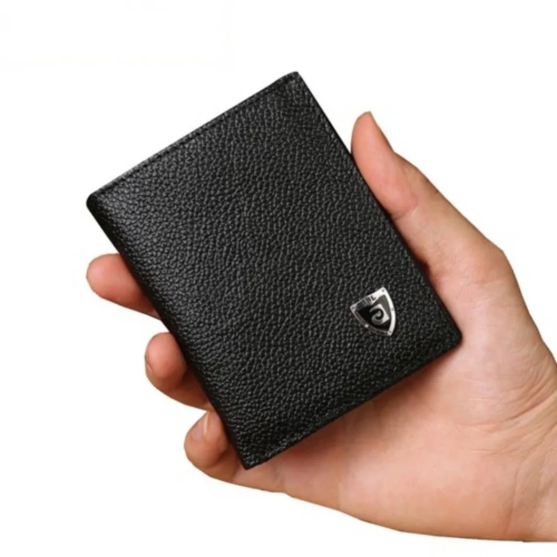 New Promotion Slim Small Size Mini Men&#39;s Wallets Genuine Leather wallet Credit Card Holder bag ...