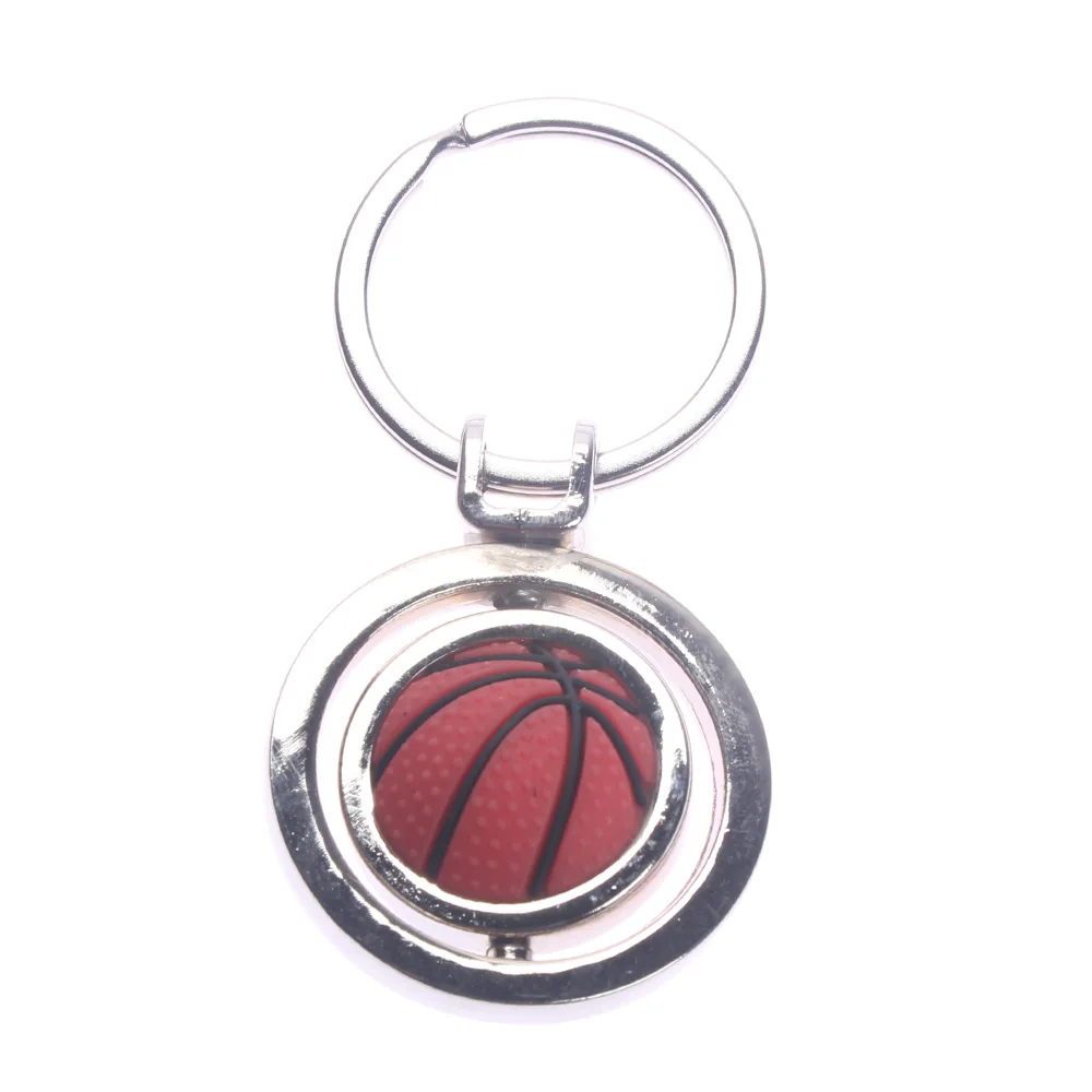 1PC 3D Sports Rotating Basketball Keychain Keyring Key Chain Ring Key