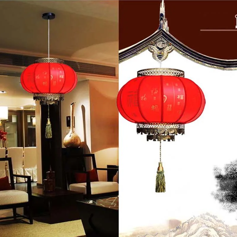 Chinese lanterns red pendant light antique E27 led lights hotel lamp living room lights restaurant Pendant Lights