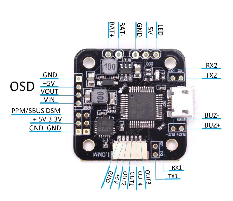 Мини F3/F4 мини Контроллер полета Встроенный OSD 5 V/1A 2-4S для Flytower FPV мини гоночный Дрон RC Мультикоптер