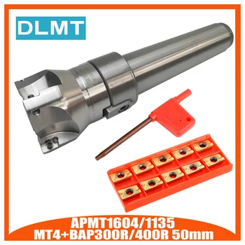 

1pc 4 Flutes MT4 400R Face End Mill Cutter 50mm + 10pcs APMT1604 Carbide Inserts with Wrench For Milling Tool BAP400R BAP300R