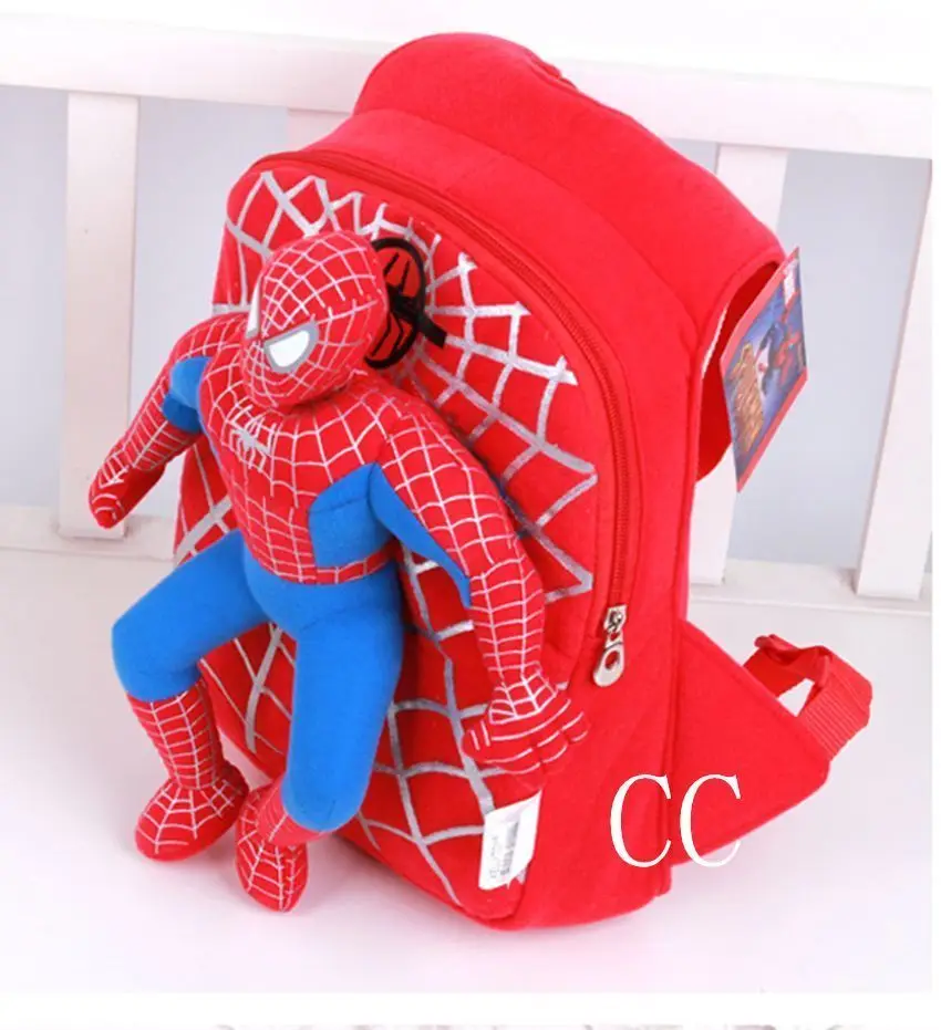 

35*25*10cm Cute Children Toddler Kids Kindergarten Spiderman Plush Doll School Bag Backpack