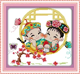 NKF китайские свадебные штампованные наборы вышивки крестиком 11CT 14CT DIY наборы Китайская вышивка крестиком для домашнего декора - Цвет: harmonious 5