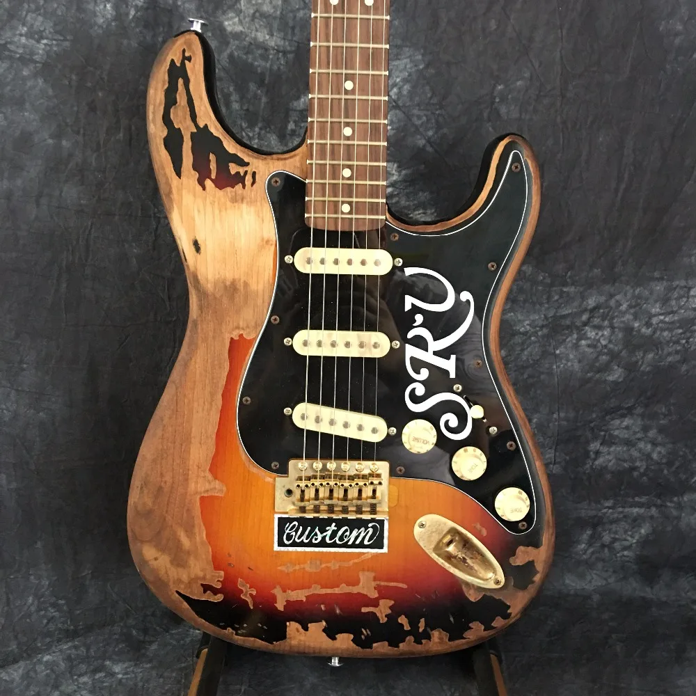 Buy New style high quality relic remains ST electric guitar, handmade SRV aged