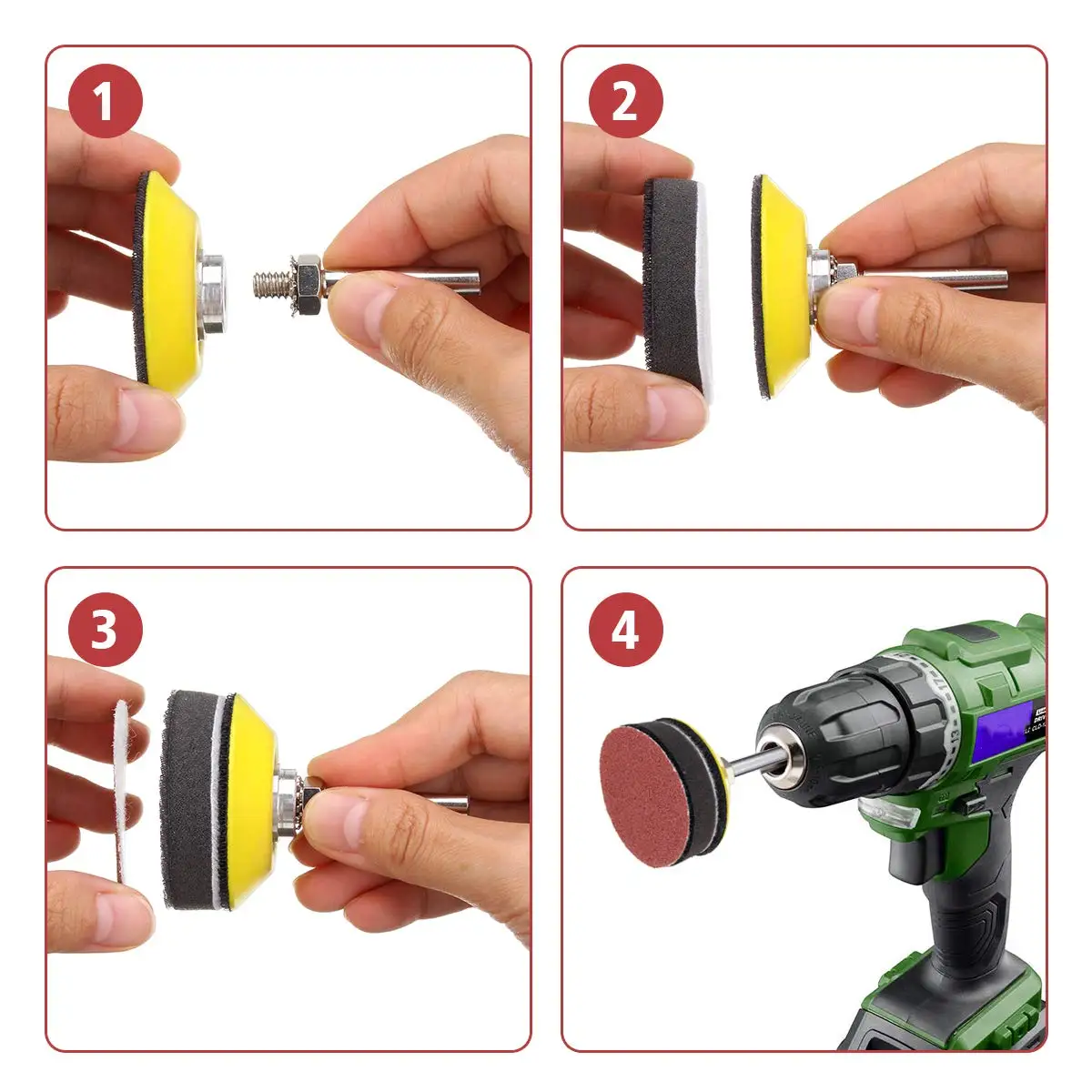 HHO-120Pcs 2 дюймовые шлифовальные диски площадку с 1/4 дюйма хвостовик Бакер Пластины и 2 шт подушечки для наушников для буровых шлифовальный