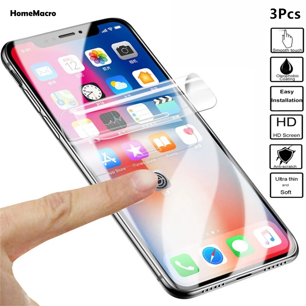

3pcs Full Cover Soft Screen Protector Plastic Film Protective Guard Clear Film For iPhone X XS XR XS Max 8 7 Plus 6s Not glass