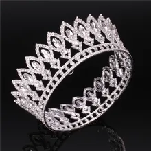 Круглые Диадемы Корона для женщин диадема королева король Свадебные украшения для волос выпускного вечера диадемы и короны банкет повязка на голову