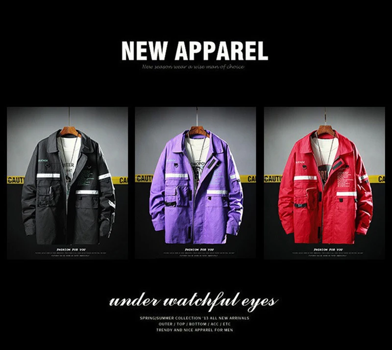  Street Jackets Hip Hop Erkek Mont Patchwork Punk Rock Men Coat Big Size   (1)