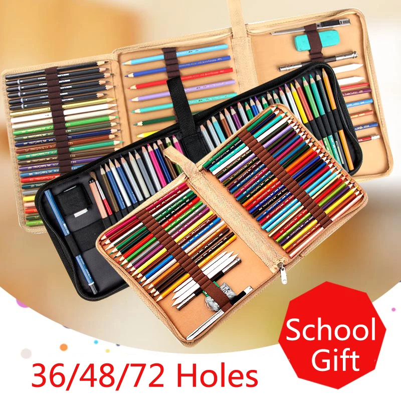 36 48 72 Holes Fold Pencil Case Canvas Pencil Box Zipper Solid Color Pencil Bag Cute Sketch Pen Case for Student School Gifts цена 36 48 72 Holes Fold Pencil Case Canvas Pencil Box Zipper Solid Color Pencil Bag Cute Sketch Pen Case for Student School Gifts цены онлайн