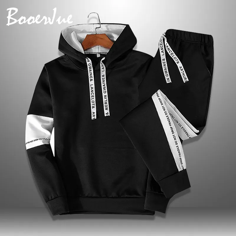 

Plus Size Casual Tracksuit Men 2019 Men's Sportswear Autumn Mens Hoodie Set Fashion Letter Print Sweat Suit Man Two Piece Sets