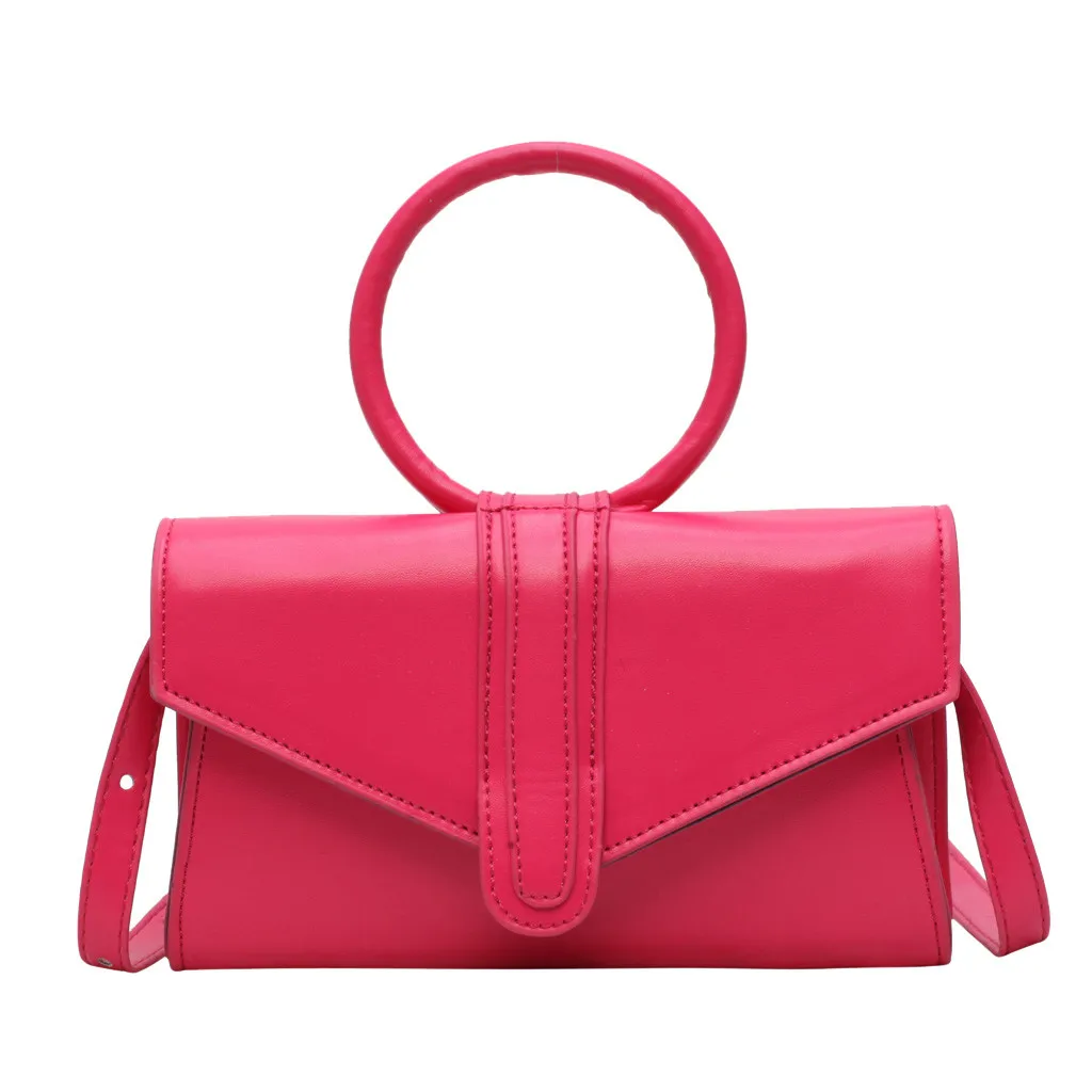 Женская сумка через плечо, модные сумки, маленькая квадратная сумка, дикая сумка-мессенджер, одноцветная сумка через плечо, женская сумка - Цвет: Ярко-розовый