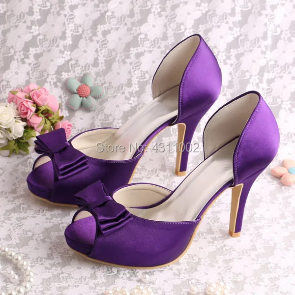 Женские вечерние туфли с открытым носком на высоком каблуке; фиолетовые туфли подружки невесты на платформе