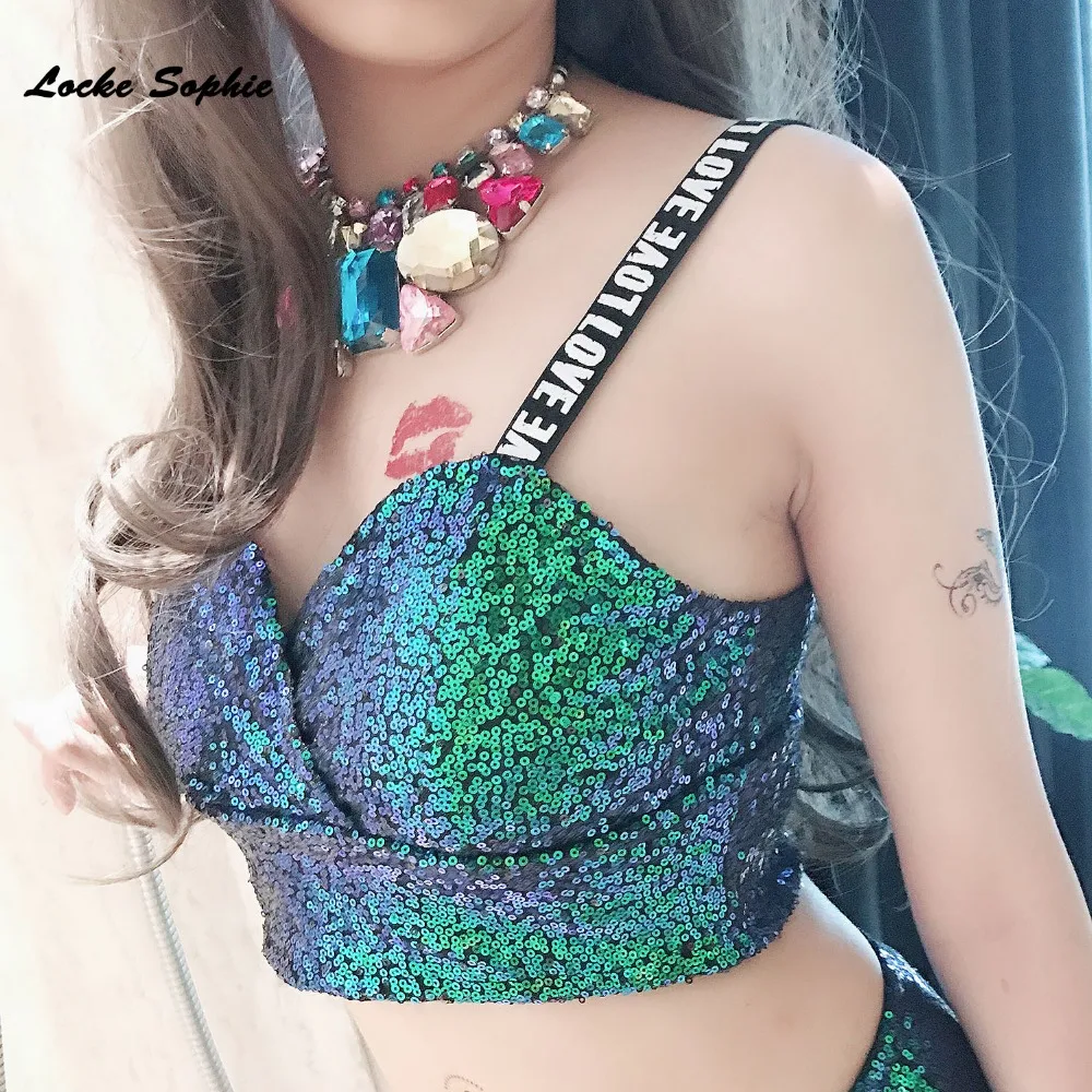 

1pcs Women Sexy denim Tube Tops strapless bra top 2019 Summer Sequins Condole belt bustier stretch tube ladies skinny tube bras