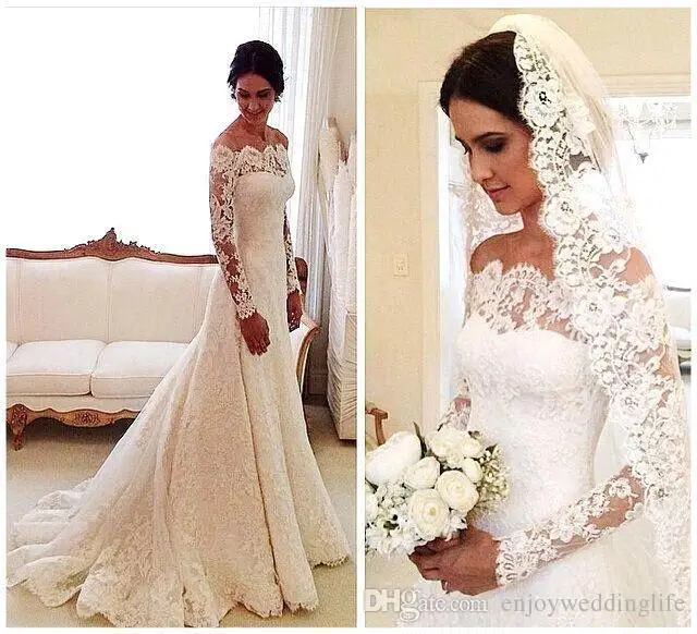 

Lace Vestido De Noiva 2019 Muslim Wedding Dresses Mermaid Long Sleeves Vintage Boho Dubai Arabic Wedding Gown Bridal Dresses
