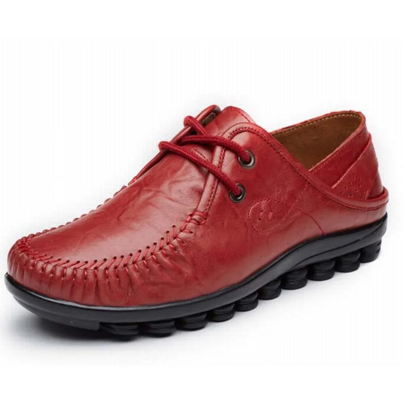 

Big Size 35-41 Woman Single Shoes New Fashion Cow Leather Comfortable Women Flats Genuine Leather Moccasins Oxfords Lazy Loafers